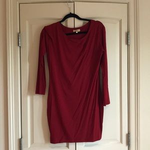 Wine red t shirt dress long sleeve